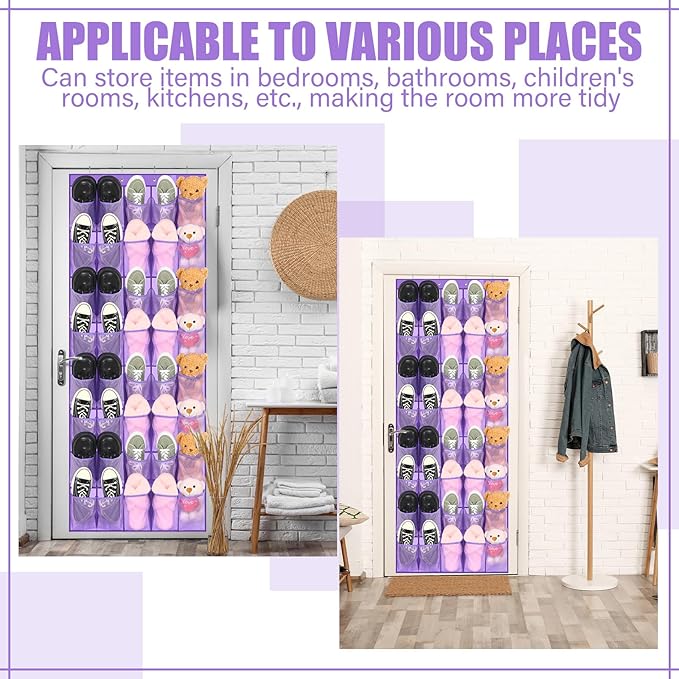 Windyun 40 Large over the Door Hanging Shoe Organizer Purple Mesh Pockets Shoe Rack for Closet Behind Door Hanger Storage Holder Nonslip for Cruise Essentials, Dorm Room Storage, Utility Room-NeatNest