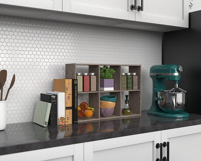 ClosetMaid Mini 6-Cube Desktop or Wall Mount Organizer, Weathered Teak-NeatNest