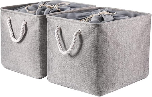 combocube 16 x 12 x 12 Inch Fabric Storage Bins for Shelves, Linen Storage Organizer Storage Basket with Ropes for Laundry, Home, Closet, Office, Clothes, Toys Organizer-NeatNest