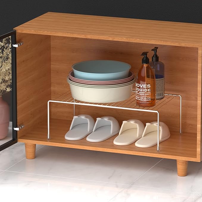 iPEGTOP Set of 2 Kitchen Cabinet Shelf Organizer, Medium (13 x 9.4 Inch) Bathroom Cabinet Organization Wire Shelf Rack, Rustproof Storage Space Saver Shelves for Countertops Pantries Utensils-NeatNest