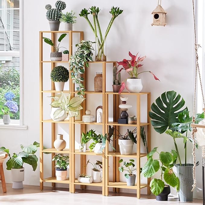 4 Tier Tall Bookshelf with Storage - Small Bookcase for Small Spaces, Shelf for Living Room, Office, Bedroom, Kitchen - Industrial Modern Natural Book Shelf