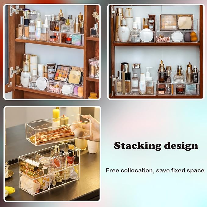 Acrylic Organizer 2 pieces Makeup Organizer Countertop For Drawers Organizer Storage Bathroom Organizers And Storage Is A Good Choice For Desktop Finishing (2)-NeatNest