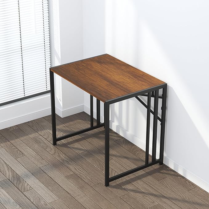 32 inch Folding Small Desk, Writing Gaming Computer Camping Desk for Small Spaces, No Assembly Required Home Office Desk, Mahogany-NeatNest