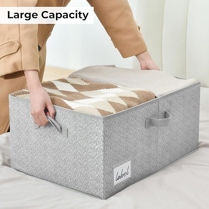 GRANNY SAYS Large Storage Bins with Lids, Decorative Storage Box for Shelves, Fabric Storage Bins Foldable, Storage Basket for Clothes, Keepsake Box, Jumbo, Gray, 2-Pack-NeatNest
