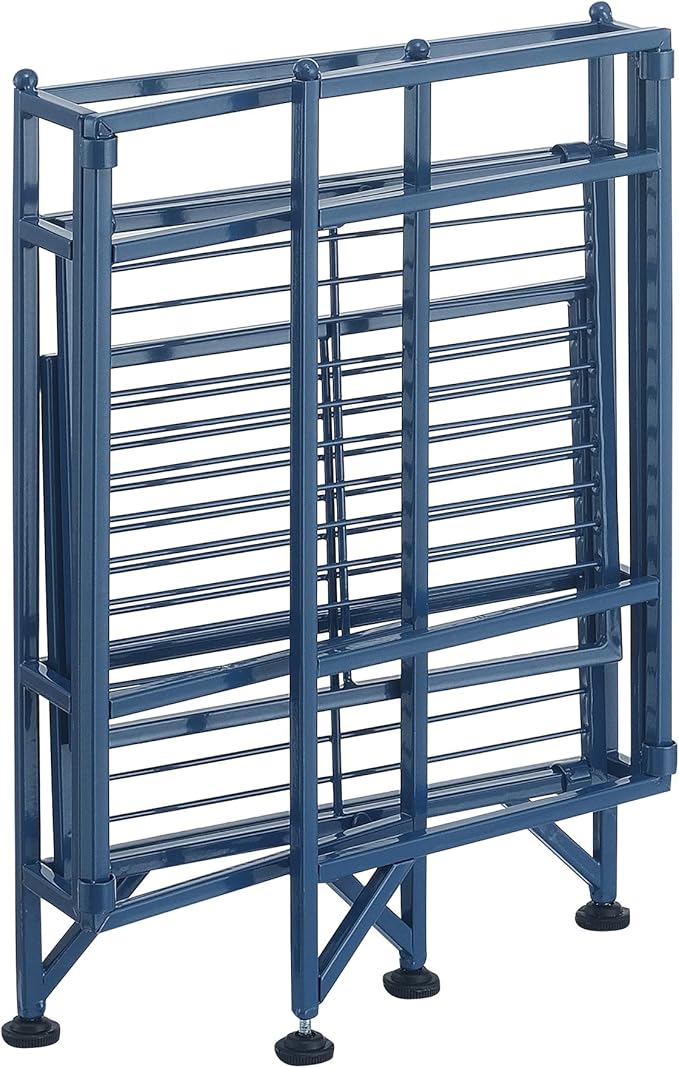 Convenience Concepts Xtra Storage Shelves - 2 Tier Folding Metal Organizer Shelf for Office, Closet, Laundry Room, Garage, Kitchen, Bathroom, & Bedroom, No Tools Assembly, Cobalt Blue-NeatNest