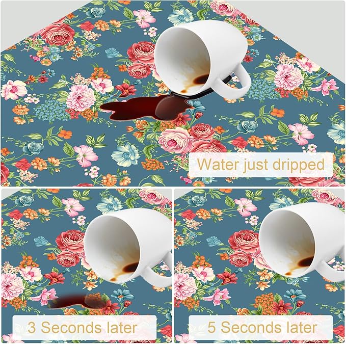 Boho Flowers Dish Drying Mats for Kitchen Counter Absorbent Fast Dry Dish Drainer Rack Mats for Dishes Utensils Pot and Pan, Kitchen Accessories 24"x16"-NeatNest