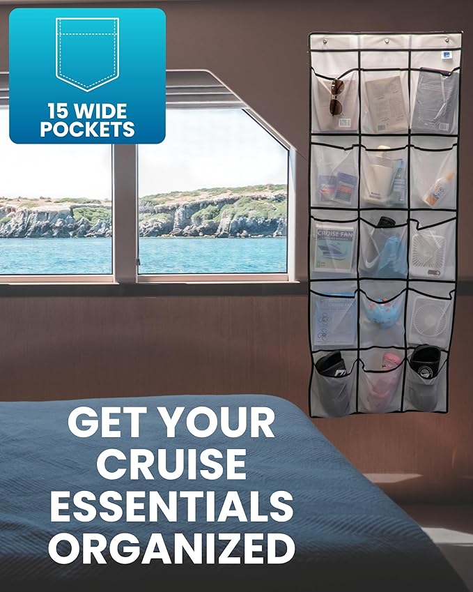 Cruise Ship Magnetic Door Organizer, Over The Door Organizer For Cruise Ships, Magnetic Shoe Rack - 3 Strong Anti-Scratch Magnets - Large Durable Pockets To Store Cruise Essentials 2025-NeatNest