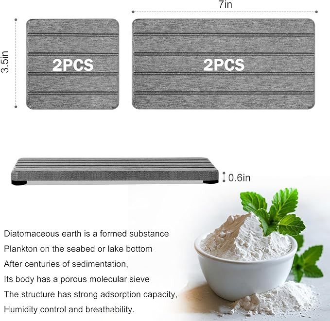 4PCS Stone Drying Tray for Bathroom Sink and Kitchen Counter, Fast Drying Diatomite Stone Sink Tray Soap Trays, Diatomaceous Coaster, Water Absorbing Stones Trays for Sinks-NeatNest