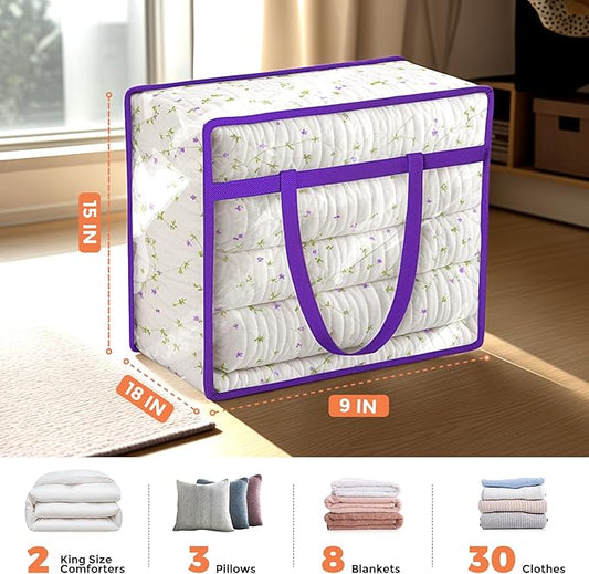 Budding Joy 6 Pack Clear Zippered Storage Bags for Clothes,40L Closet Organizers and Storage Containers Vinyl Moving Bag for Bedding, Linen, Blankets, Comforters, Clothing & Toys-NeatNest