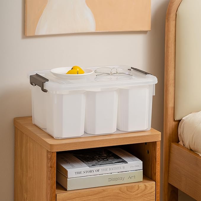 Citylife 17 QT Plastic Storage Bins Clear Storage Box with Lids Multipurpose Stackable Storage Containers for Organizing Tool, Craft, Crayon, 4 Packs-NeatNest