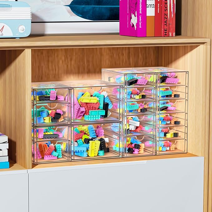 Acrylic Makeup Organizer with 17 Drawers, 4 Pack Clear Bathroom Counter Organizer for Palettes, Cosmetic, and Beauty Supplies,Ideal for Vanity, Cabinet,Desk Organization-NeatNest
