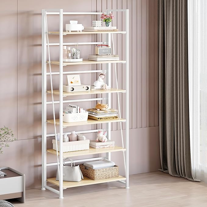 BHG Vintage Multifunctional Folding Bookshelf, No-Assembly Plant Stand Storage Rack Shelves for Home Office-NeatNest