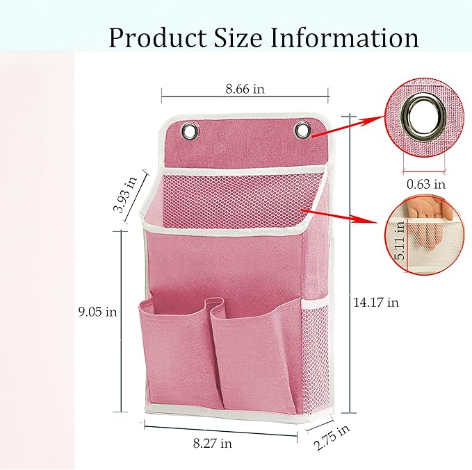 Hanging Basket for Organizing, Wall Organizer with Pockets and Over The Door Organizer，Can for Home, Closet, Office and Camper (2 Pink)-NeatNest