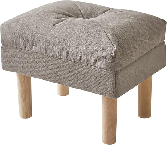 YMYNY 15.75" Small Footstool Ottoman, Footrest with Sponge Padded Seat, Step Stool for Sofa, Bedroom, Living Room, Entryway, Modern Change Shoes Stool, Wood Legs, Gray, UHBD023G