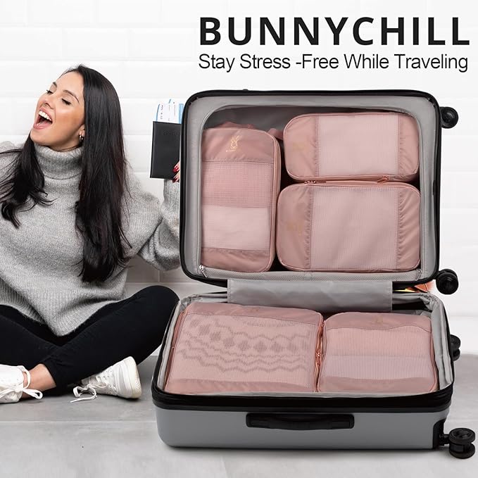 Expandable Compression Packing Cubes for Suitcases,6 Set Lightweight Compressible Travel Packing Organizer for Carry on Suitcase,Organizer Bags Set as Travel Essentials for Women-NeatNest