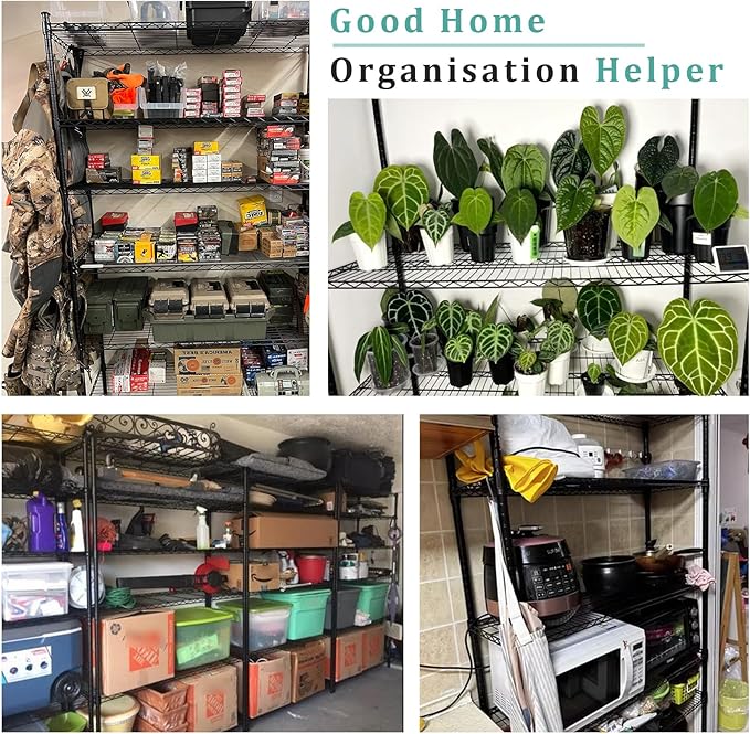 6-Tier Wire Shelf 72" x 16" x 42" Metal Storage Shelves - Whole Rack Can Hold 1500 Pounds - Adjustable Storage Racks NSF Wire Shelving Units for Basement Garage Kitchen, Black