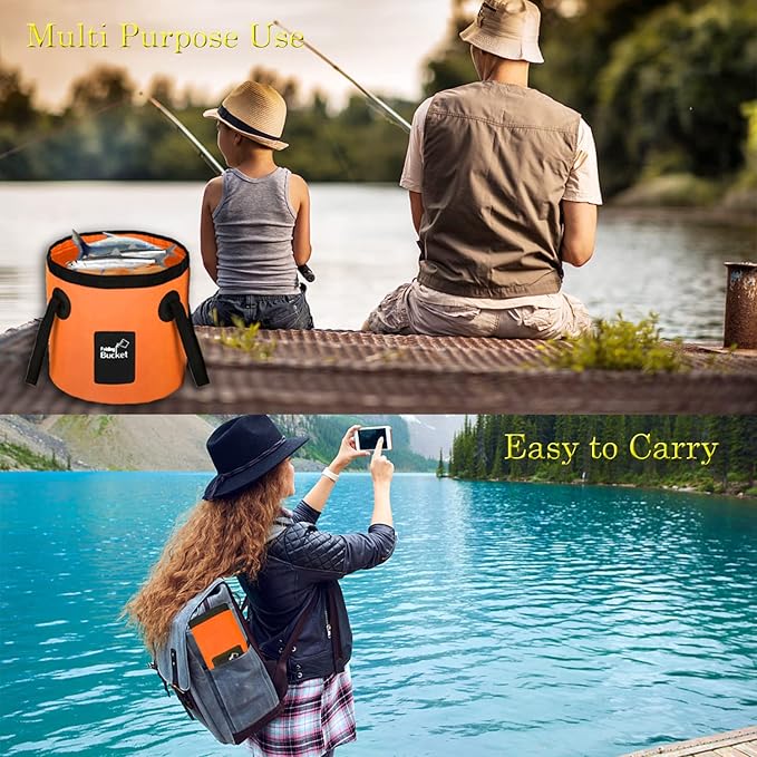 Esthesia Collapsible Bucket, 5 Gallon Portable Folding Water Container for Travelling, Camping, Hiking, Fishing, Gardening-NeatNest