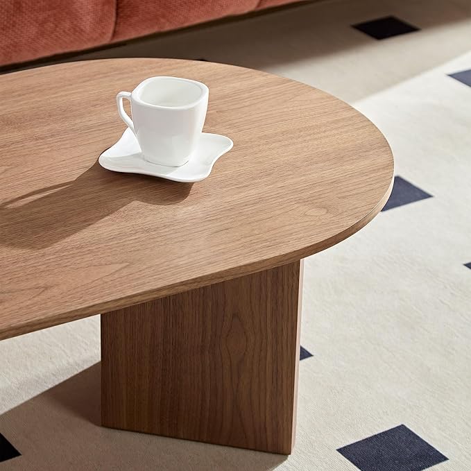 KEVINSPACE W39.37 Oval Coffee Table for Living Room Home Modern CoffeeTable with Design CoffeeTable Legs Wood Accent Center Table Mid Century Minimalist Tea Table Cocktail Table Office Walnut