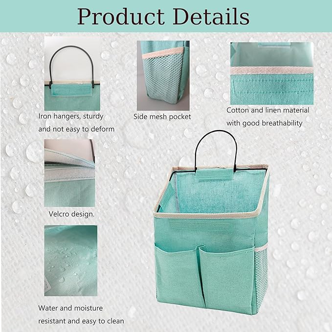 2pcs Wall Hanging Storage Bag,Wall Hanging Organizer Bags with Pockets, Wall Organizer Storage for Dormitory Bathroom Bedroom Kitchen(Green)-NeatNest