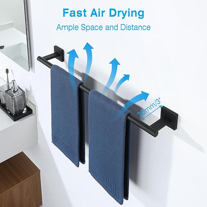 Towel Bar for Bathroom, 24 Inch Towel Rack Wall Mounted, SUS304 Stainless Steel Heavy Duty Towel Holder for Bathroom Laundry Room Hotel Modern Home Decor