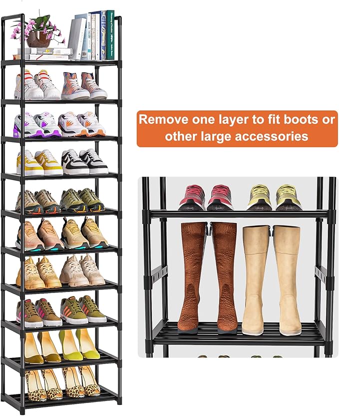 Shoe Rack, Sturdy Metal Shoe Rack Organizer,Narrow Shoe Racks for Closets,Shoes Rack,Shoe Stand,Shoe Shelf-NeatNest