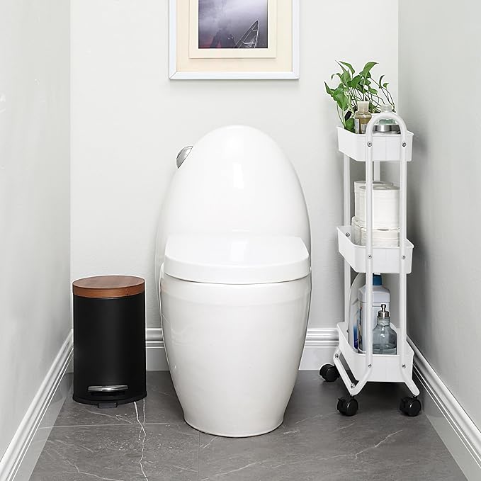 SunnyPoint Slim Rolling Storage Cart, 3 Tier Bathroom Storage Organizer Bathroom, Laundry Utility Cart (White)-NeatNest