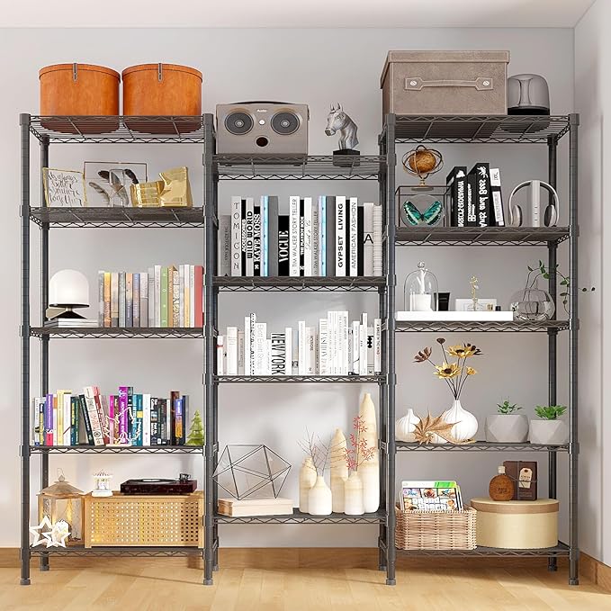 62.9'' Adjustable Storage Shelves Wire Shelving Unit Multiple Rows Shelving for Storage Rack Shelves for Storage Heavy Duty Garage Shelf Pantry Shelves Kitchen Shelving