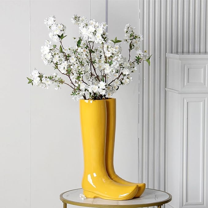 Ceramic Boot Umbrella Stand Boots Vase Freestanding Umbrella Bucket Ceramic Umbrella Rack Home Decor Piece for Home Decor, Office, Apartment, Hotel, Bars,14''H-NeatNest