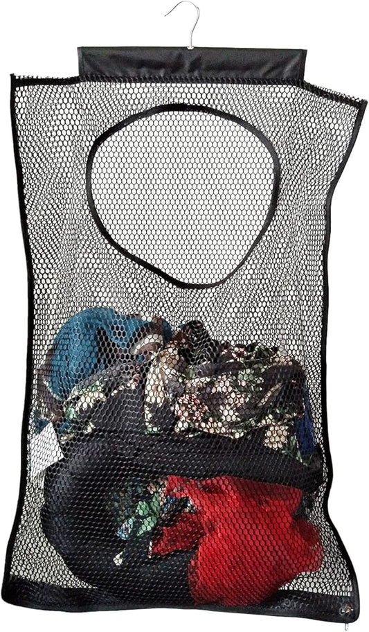 Hanging Mesh Laundry Hamper (30in*20in*2in) Large Dirty Clothes Bag, Can Be Used Behind The Door & Closet & Caravan& Bathroom (Black)-NeatNest
