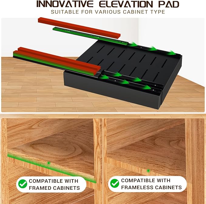 Under Sink Cabinet Organizer with Slide-Out Drawers Heavy-Duty Adjustable 12.6''-20.5'' Deep Tool-Free Adhesive & Screw Mounting, Removable Shelves for Kitchen Storage (Black)-NeatNest