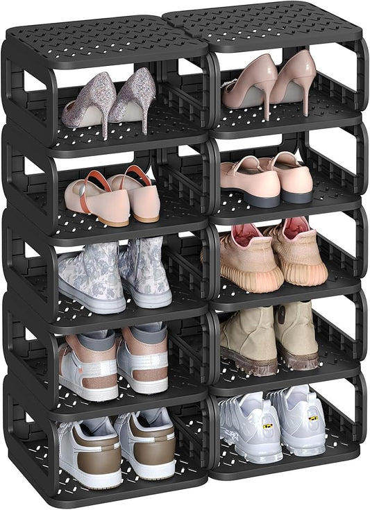 SONGMICS Shoe Rack, Shoe Organizer, 12 Shelves, Shoe Storage, Narrow Shoe Shelf, Open Shelf for Entryway, Living Room, Bathroom, Space-Saving, Ink Black ULPC038B01-NeatNest