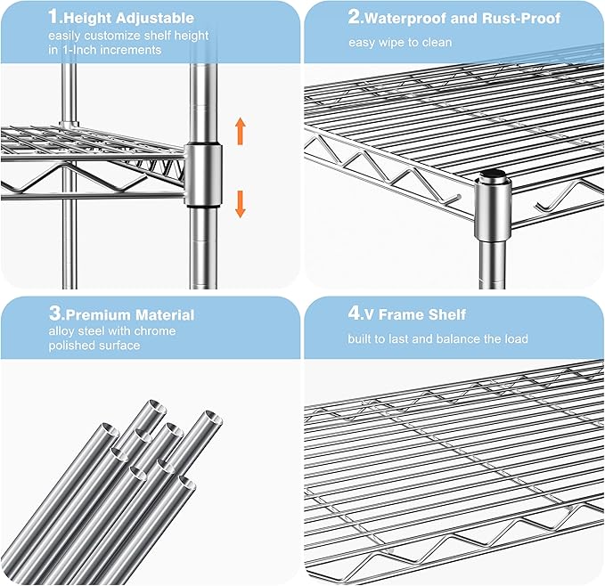 1-Tier Wire Shelf Rack,30" Wx14 Dx17 H,Single Metal Shelves Rack,Height Adjustable Metal Wire Shelving Unit and Storage KOR Kitchen,Cabinet,Countertop,Under-Sink,Closet,Pantry,Studio-NeatNest