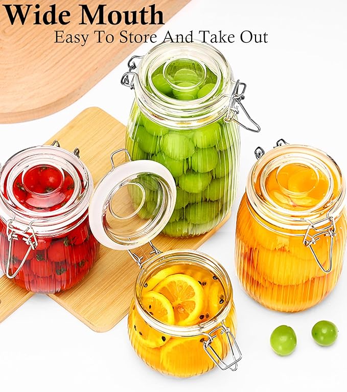 GMCOZY Glass Jar With Airtight Lid 16 Oz-6set Thicken Sealed Food Storage Canister Wide Mouth Mason Storage Jars For Kitchen Pantry Coffee Beans Nuts Baking Goods Tea Spice Cereal Fruits