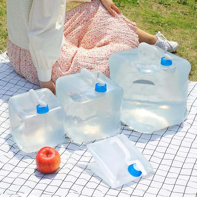 2 Pack Collapsible Water Container with Spigot, Foldable Cube Water Jugs Portable Water Storage for Outdoors Camping Hiking Disaster Preparedness & Survival Gear 1.4/2.6/4/5.3 Gallon-NeatNest