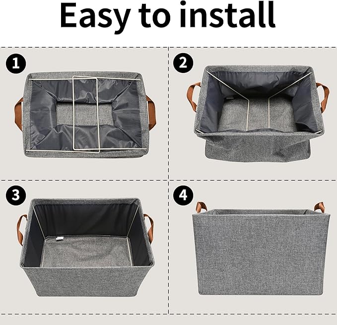 GRANNY SAYS Storage Baskets for Shelves, Closet Organizer Bins, Clothes Storage Bins with Metal Frame, Extra Large Baskets for Organizing and Storage, Collapsible, Gray, 2-Pack-NeatNest