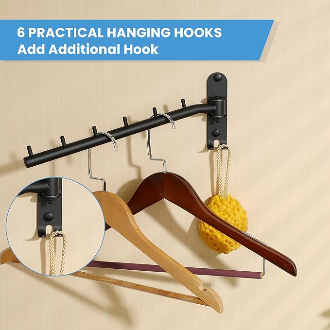 Clothing Racks for Hanging Clothes, Garment Racks Wall Mounted Clothes Bar-Hanger Holder Hooks Heavy Duty Folding Drying Rack Space Saving Clothing Hanging System Closet Storage Organizer-NeatNest