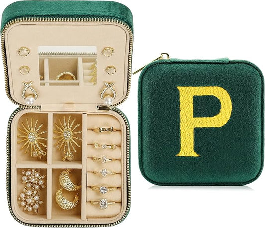 Jenria Mothers Day Gifts for Mon, Travel Jewelry Case for Women, Jewelry Organizer, Jewelry Box, Unique Gifts, Personalized Gifts for Her, Birthday Gifts for Mom, Teen Girl, Girlfriend, Green, P-NeatNest