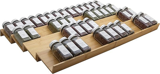 Bamboo Spice Rack Drawer Organizer - 8-Piece Set - 13" Wide Per Piece - Combine Into 26" Wide Rack-NeatNest