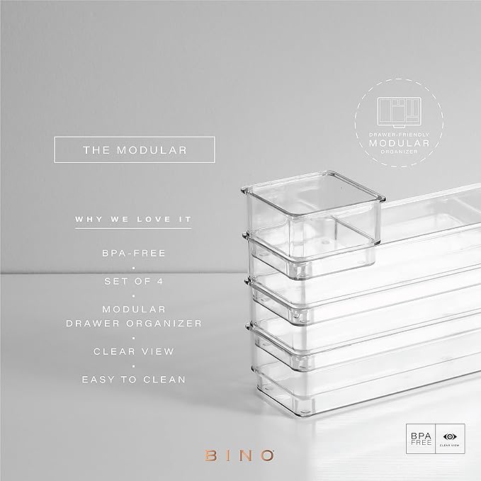 Bino 4-Piece Drawer Bin Set | THE MODULAR | Bathroom & Desk Drawer Organizer Bins - Large-NeatNest