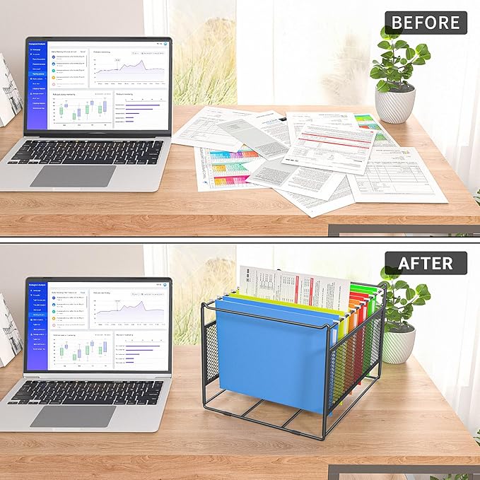 2 Pack Hanging File Folder Frame Letter/Legal Size,Hanging Files Holder Rack for Desk Organizer,Hanging Folder Rails,Only Fit Filing Cabinet Drawers over 10" in Height,15.2" Lx12.4" Wx10" H