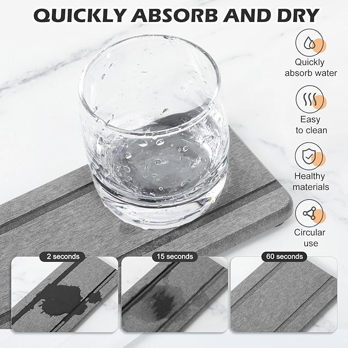 4PCS Stone Drying Trays for Bathroom Sink and Kitchen Counter - Water Absorbing Stone Tray with Diatomaceous Earth, Soap Dish and Coaster-NeatNest