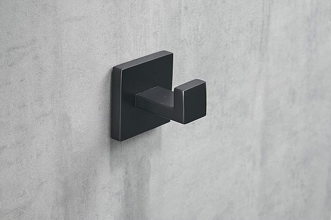 4 Pack Matte Black Robe Hook Wall-Mounted Towel Hook Coat Hanger for Bathroom Bedroom Kitchen
