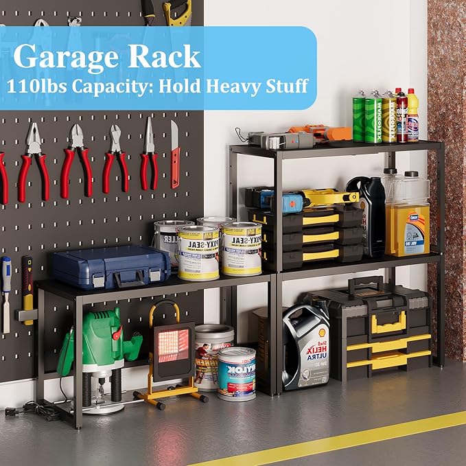 Expandable Metal Storage Shelves,110LBS Heavy Duty Shelving Units and Storage For Small Appliance, Adjustable Metal Storage Shelf Rack For kitchen Cabinet Closet Pantry Warehouse Garage,Patent Pending-NeatNest