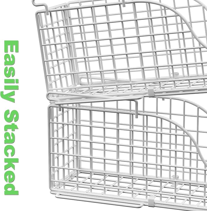 Can Storage Organizer Pantry, Stackable Kitchen Canned Food Holder With Handles, Can Organizer For Pantry Countertop Cabinet, Beverage Drink Pop Soda Can Dispenser Patent Pending (White, 4 Pack)-NeatNest