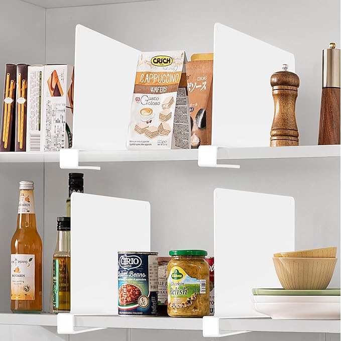 HBlife 8 Pcs White Acrylic Shelf Dividers, Vertical Purse Organizer for Closet Perfect for Sweater, Shirts, Handbags in Bedroom and Kitchen, Closet Separators for Organization Cabinet-NeatNest