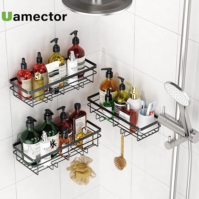 Uamector Shower Caddy Organizer Rustproof - Bathroom Shelves Rack for Home Decor & Storage - Adhesive Wall Shampoo Holders for Inside - Bath Tub Organization