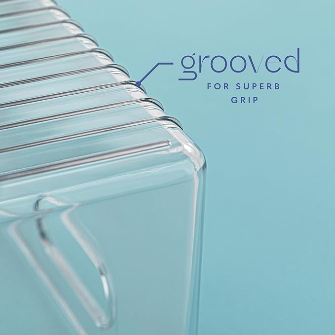 Clear Plastic 4 Pack Storage Container Bin with Integrated Easy Grip Handles. For Kitchen, Fridge, Freezer, Cabinet, Pantry, Bathroom Organization. 10"x4"x5"-NeatNest