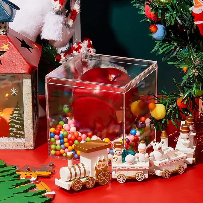 Blulu 8 Pieces Clear Acrylic Plastic Jewelry Box Mini Storage Box Mini Cube Containers with Lids for Candy Pill and Tiny Jewelry(Square,3.9 x 3.9 x 3.9 Inch)-NeatNest