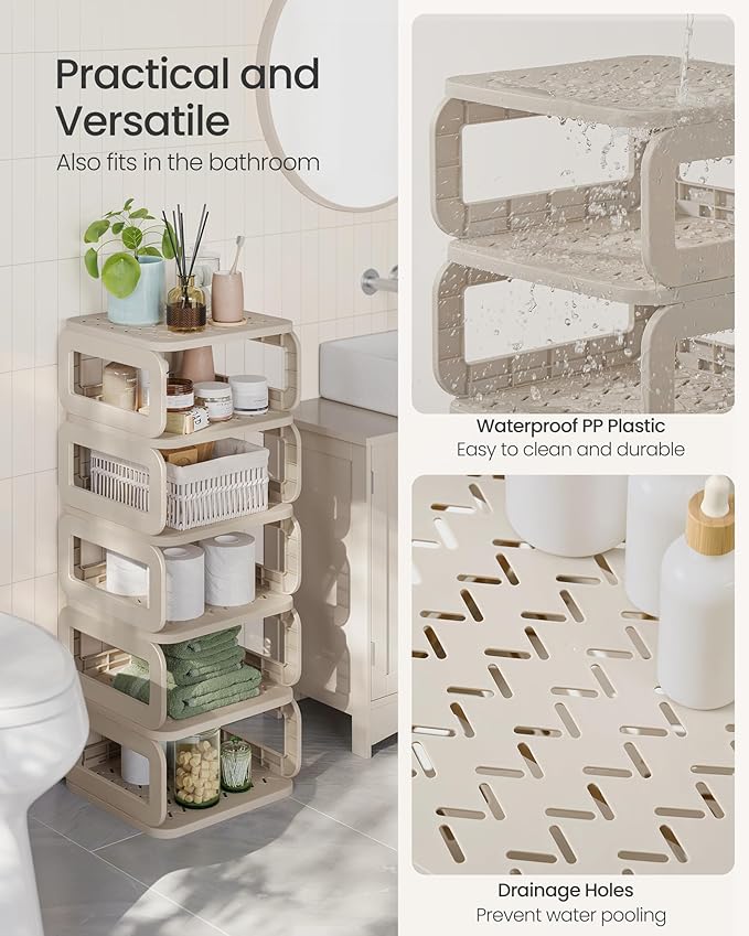SONGMICS Shoe Rack, Shoe Organizer, 6 Shelves, Shoe Storage, Narrow Shoe Shelf, Open Shelf for Entryway, Living Room, Bathroom, Space-Saving, Cappuccino Beige ULPC037K01-NeatNest