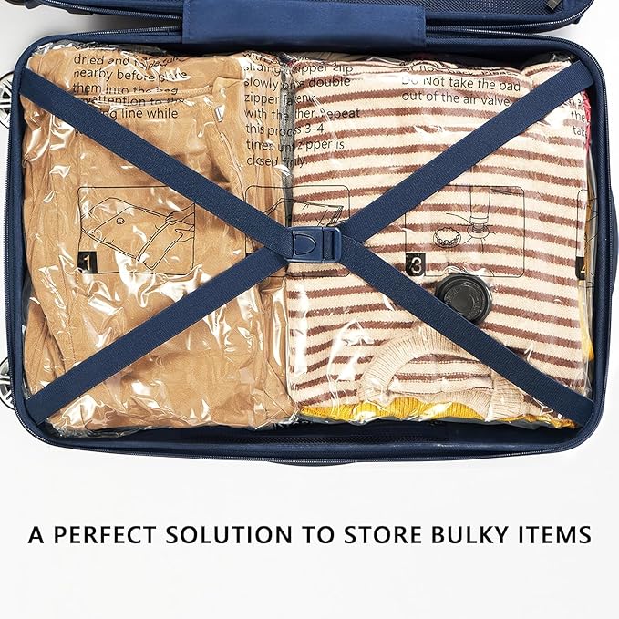 Vacuum Storage Bags 8 Small, Space Saver Bags with Travel Hand Pump, Compression Airtight Sealer Bags for Clothes, Bedding, Pillows, Comforters, Blankets-NeatNest